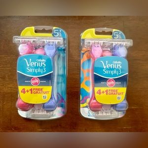 Gillette Venus Simply 3 Disposable Razor 3 Blades, 5 Razors (Set of 2)